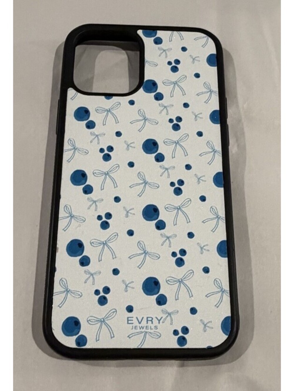 iPhone 12 12 Pro Case Blue White Coquette 6.1 Blueberries Bows EVRY Jewels Prep